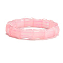 Rose Quartz Double Drill Bamboo Shape Beads Bracelet Size 12x15mm Length 7.5"