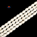 White Turquoise Rice Shape Beads Size 6x8mm 15.5'' Strand