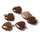 02 Natural Gemstone Heart Shape Charm Pendant Size 20mm 6PCS Per Bag Sold by Bag