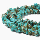 Blue Turquoise Center Drill Nugget Chips Beads Size 5-8x10-15mm 15.5'' Strand