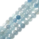 natural blue aquamarine faceted round beads