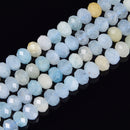 Natural Multi Color Aquamarine Faceted Rondelle Beads Size 4x6mm 15.5'' Strand