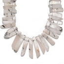black tourmalinated quartz graduated slice Sticks Points beads