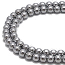 2.0mm Large Hole Silver Hematite Smooth Round Beads Size 6mm 8mm 15.5" Strand