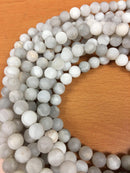 white agate matte round beads