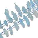 Natural Aquamarine Rough Nugget Top Drilled Beads Size 12-20mm 15.56'' Strand
