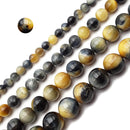 2.0mm Hole Golden Blue Tiger Eye Smooth Round Beads 6mm 8mm 10mm 15.5" Strand