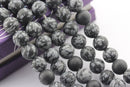 large hole snowflake obsidian matte round beads