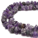 Amethyst Rough Nugget Chunks Center Drill Beads Approx 7x15mm 15.5" Strand