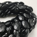 black onyx faceted oval shape beads