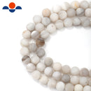 white agate matte round beads