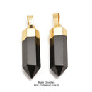 Gold Electroplated Multi Crystal Stone Pendulum Point Pendant 8x26mm Clear Quartz Amethyst Rose Quartz Black Obsidian Tiger Eye