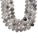 black tourmalinated quartz rectangle faceted octagon beads