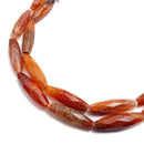 burnt orange fire agate faceted rice shape beads