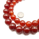 Carnelian Smooth Round Beads 14mm 16mm 15.5" Strand