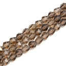 2.0mm Large Hole Smokey Quartz Faceted Star Cut Beads Size 8mm 8'' Strand