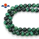 2.0mm Large Hole Green Tiger's Eye Smooth Round Beads 6mm 8mm 10mm 15.5" Strand