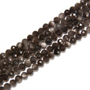 Natural Silver Obsidian Faceted Round Beads Size 3mm 15.5'' Strand