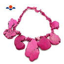 Pink Magnesite Turquoise Graduated Slab Slice Beads Approx 20-50mm 15.5" Strand