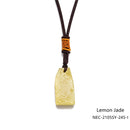 Crystal Gemstone Rough Chunk Point Pendant 24'' Adjustable Necklace Aquamarine, Amethyst, Rose Quartz, Lemon Quartz, Citrine, Lemon Jade