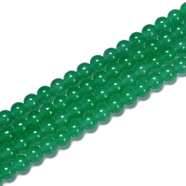 Green Crystal Glass Smooth Round Beads Size 6mm 8mm 10mm 15.5" Strand