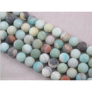 multi color amazonite matte round beads
