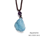 Crystal Gemstone Rough Chunk Point Pendant 24'' Adjustable Necklace Aquamarine, Amethyst, Rose Quartz, Lemon Quartz, Citrine, Lemon Jade