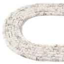 Natural Howlite Smooth Cube Beads Size 4mm 15.5'' Strand