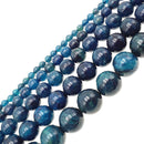 dark blue apatite smooth round beads