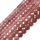 red strawberry quartz smooth round beads
