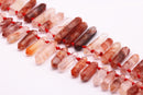red amphibole quartz graduated top drill points beads