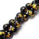 black onyx chinese zodiac symbols smooth round beads