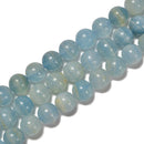 AAA Lemurian Aquatine Calcite Smooth Round Beads Size 6mm 8mm 10mm 15.5'' Strand