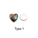Blue/Green/Orange/Purple Sea Sediment & Bronzite Heart Pendant 20x20mm Per Piece