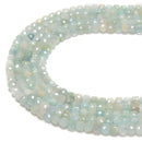 Light Blue Natural Aquamarine Faceted Cube Beads Size 4mm 5mm 15.5'' Strand