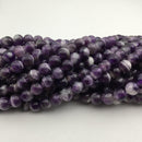 large hole teeth amethyst smooth round beads