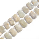 White Moonstone Graduated Faceted Trapezoid Beads 15x20-18x27mm 15.5" Strand
