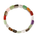Multi Gemstones Rectangle Double Drill Bracelet Size Approx 10x14mm Length 7.5"