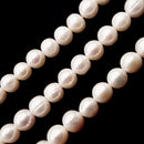 1.2mm Hole White Fresh Water Pearl Potato Shape Beads Size 9-9.5mm 15.5'' Strand