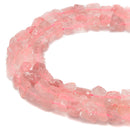 Strawberry Quartz Rough Nugget Chunks Side Drill Beads 9x12mm 15.5" Strand