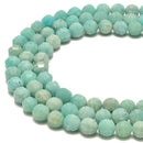 Amazonite Prism Cut Faceted Round Beads 10mm 15.5" Strand