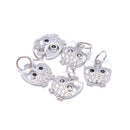 925 Sterling Silver Owl Shape Charm with Cubic Zirconia Size9x10mm 3 PCS Per Bag