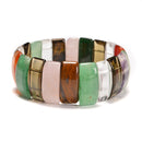 Mixed Gemstone Double Drill Bracelet Rectangle Shape Beads 10x25mm 7.5'' Length