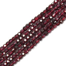 Natural Red Garnet Faceted Cube Beads Size 2mm 15.5'' Strand