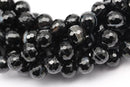 black Striped agate faceted round beads