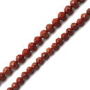 Natural Red Jasper Faceted Round Beads Size 3mm 4mm 15.5'' Strand
