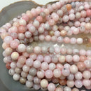 natural pink opal smooth round beads