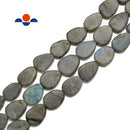 Labradorite Matte Flat Irregular Teardrop Beads Size 15x20mm 15.5'' Strand