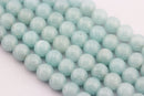 large hole aqua color quartz smooth round beads