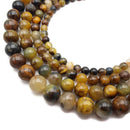 Golden Pietersite Smooth Round Beads 4mm 6mm 8mm 10mm 12mm 15.5" Strand